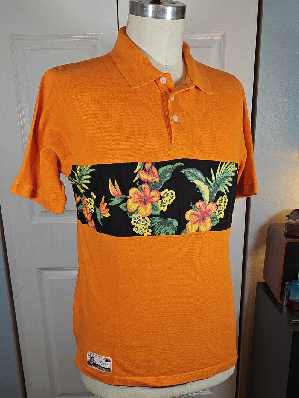 Vintage Y2K Evolution In Design Floral Tropical Polo Shirt Large